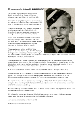 A preview of a PDF biography for Kirkpatrick, Laurence John